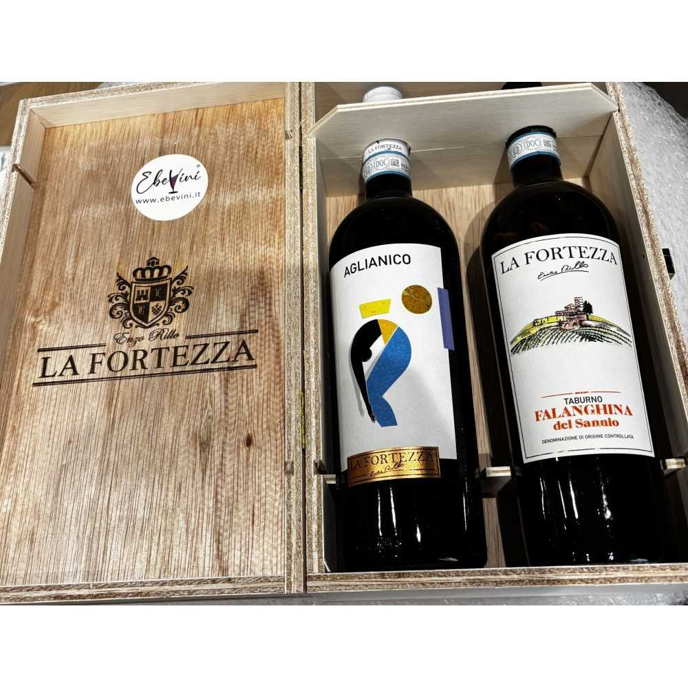 CASSSA IN LEGNO 2 BOTTIGLIE AGLIANICO E FALANGHINA